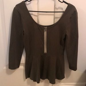 Dark green peplum express shirt